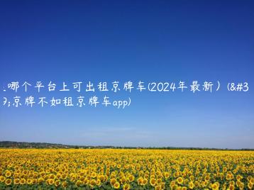 在哪个平台上可出租京牌车(2024年最新）(租京牌不如租京牌车app)