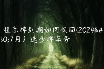 出租京牌到期如何收回(2024年7月）选金牌车务