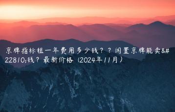 京牌指标租一年费用多少钱？？闲置京牌能卖多钱？最新价格  (2024年11月）