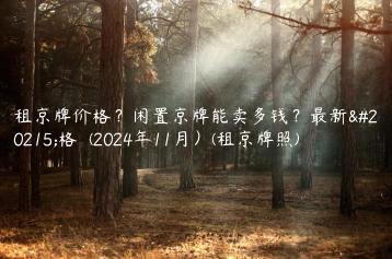 租京牌价格？闲置京牌能卖多钱？最新价格  (2024年11月）(租京牌照)