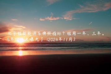 北京租新能源车牌照指标？租用一年、三年。5年价格大曝光了  (2024年11月）