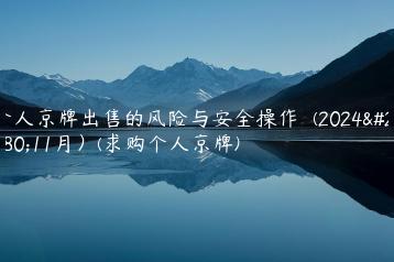 个人京牌出售的风险与安全操作  (2024年11月）(求购个人京牌)