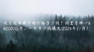 北京租车牌市场价格多少钱？闲置京牌一个月、一年多少钱曝光(2024年11月）